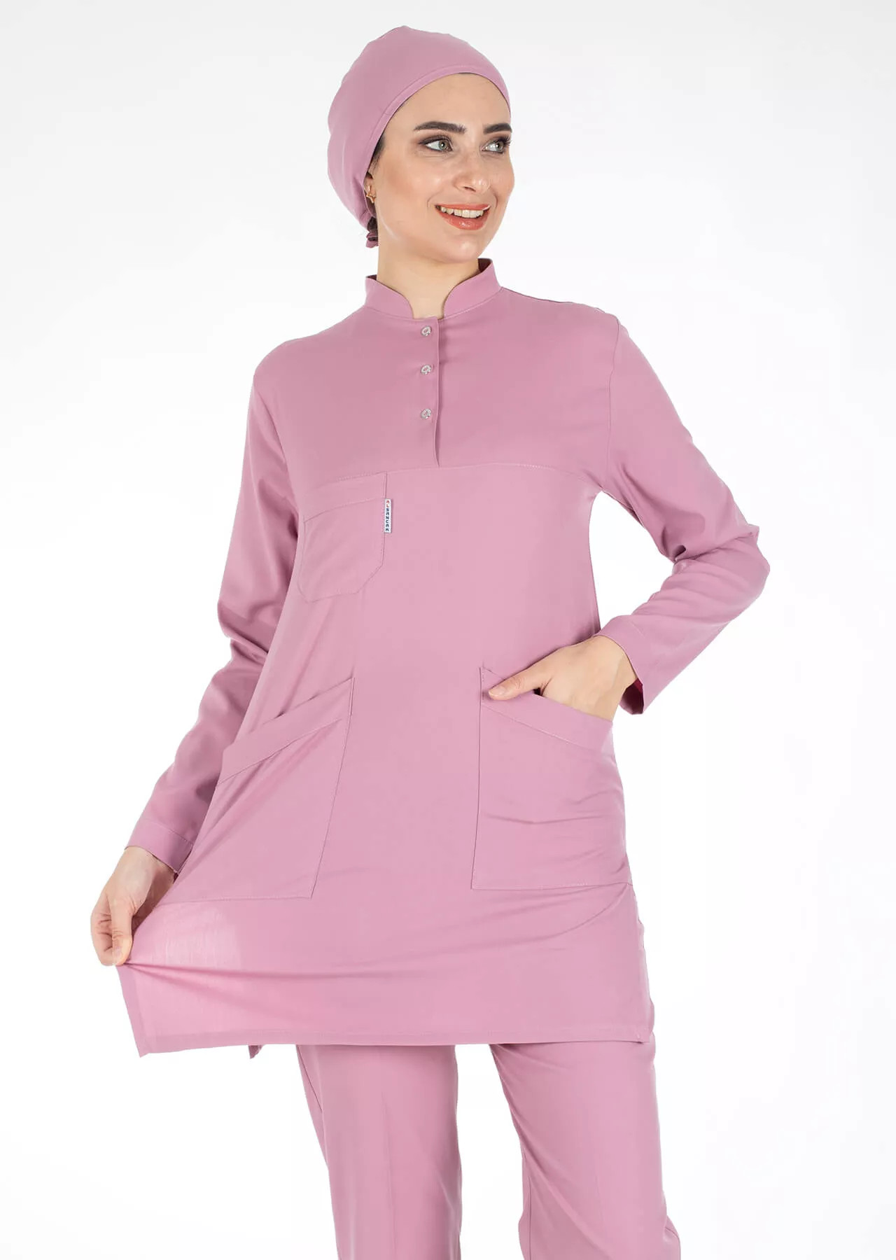 Kişiye Özel Üretim Likralı İnce Tesettür Hemşire Doktor Forma Takımı