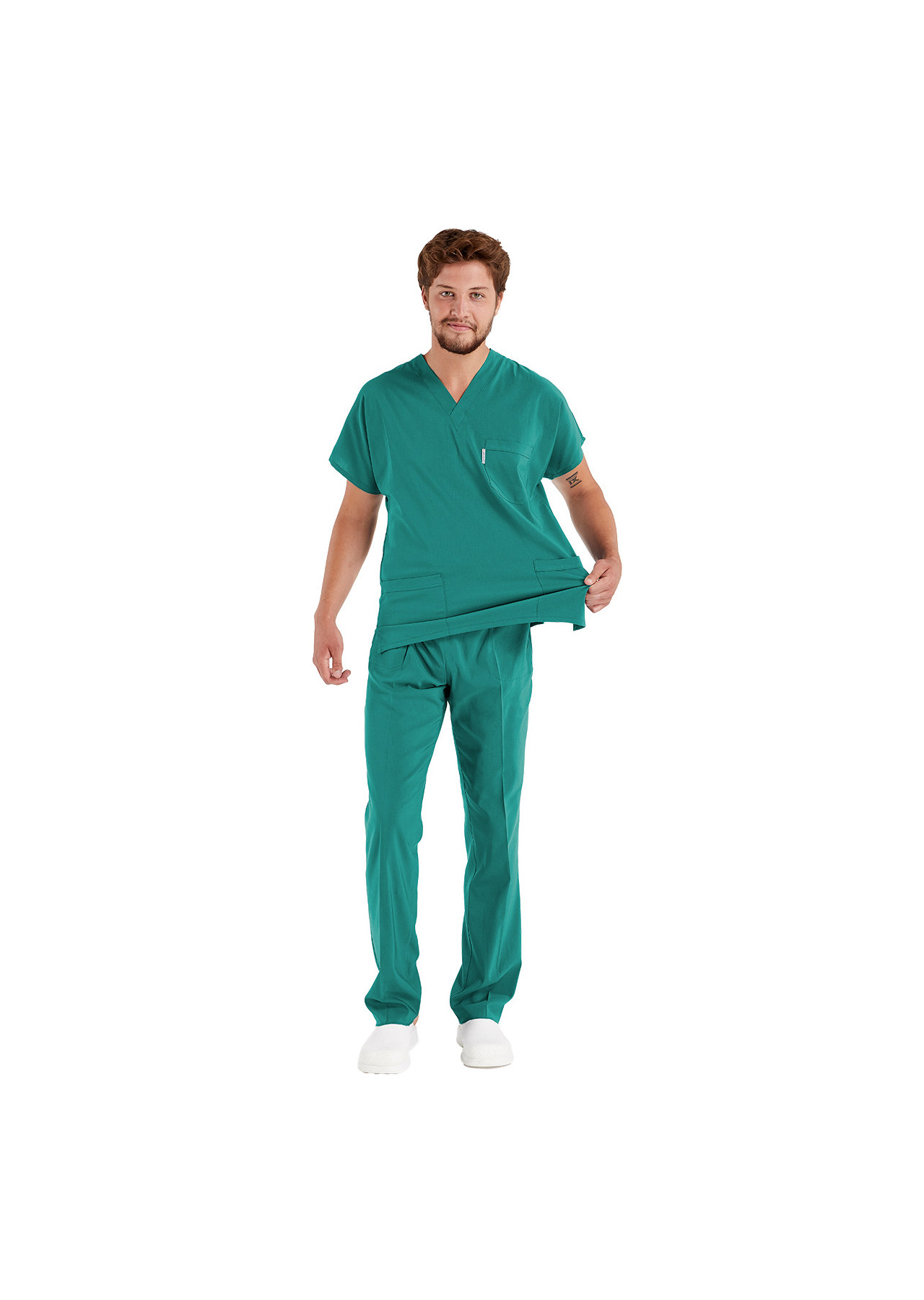 Erkek Cerrahi Yeşil Likralı İnce Scrubs Doktor Forması Takımı